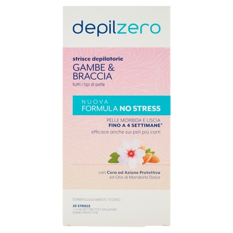 depilzero strisce depilatorie Gambe & Braccia 20 Strisce + 4 Salviettine